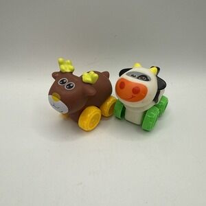Playskool 2010 Wheel Pals Animal Tracks‎ Zoomimals Farm Cow & Deer